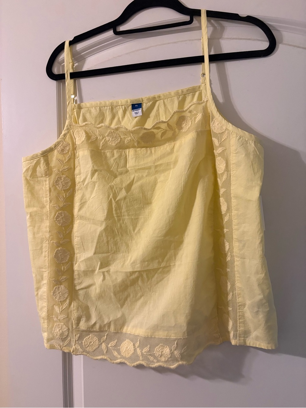 Old Navy Pale Yellow Embroidered Cotton Cami